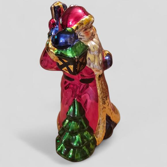 Christmas Fantasy Ltd Wonderland Lantern Santa Coll Ceramic Santa 5" Metallic - Picture 2 of 6